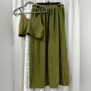 NEW! Forest Green Solid Cami Top & Split Thigh Skirt